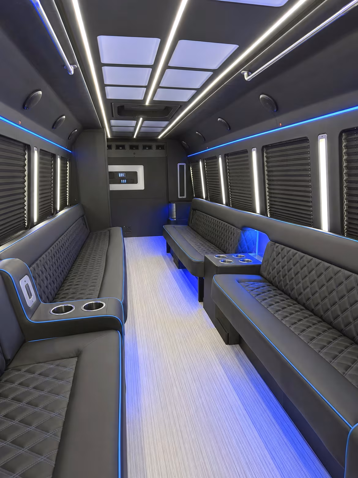 White party bus exterior
