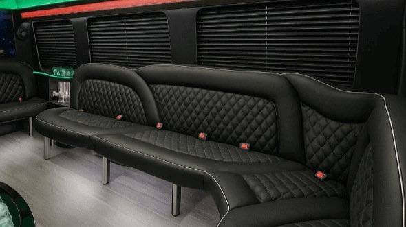 Interior of Charter Bus Company Aurora's 14 Passenger Sprinter Limousine in Aurora