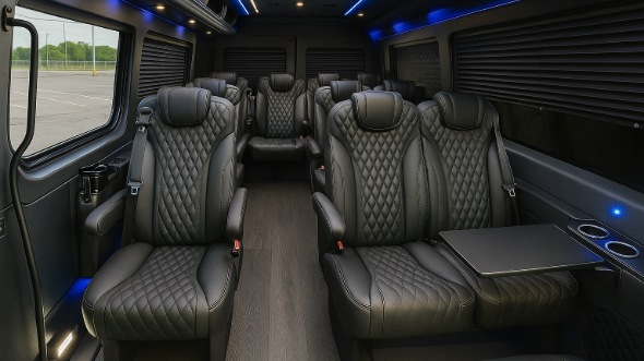 Interior of Charter Bus Company Albuquerque's 18 Passenger Minibus in Albuquerque