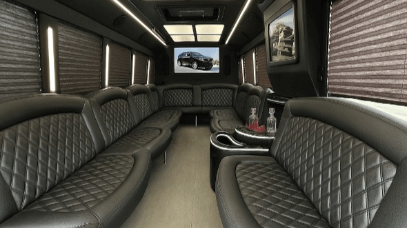 Interior of Charter Bus Company Colorado Springs's 25 Passenger Party Bus in Colorado Springs