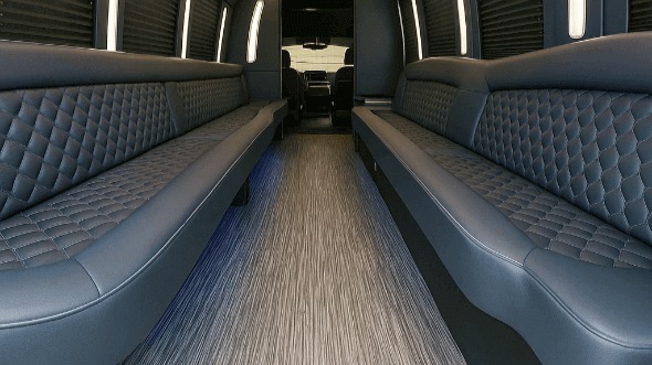 Interior of Charter Bus Company El Paso's 30 Passenger Party Bus in El Paso
