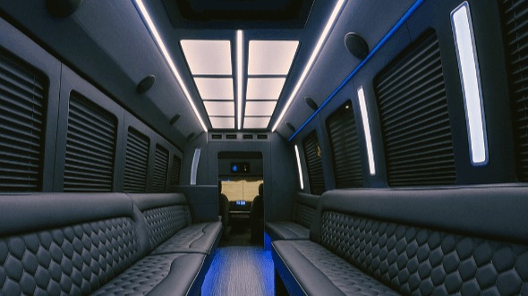 Interior of Albuquerque Party Bus Company's 50 Passenger Party Bus in Albuquerque